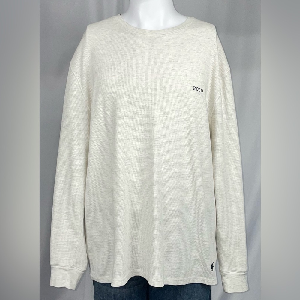 Polo Ralph Lauren XXL Light Gray Thermal Waffle Knit Longsleeved Crewneck Shirt